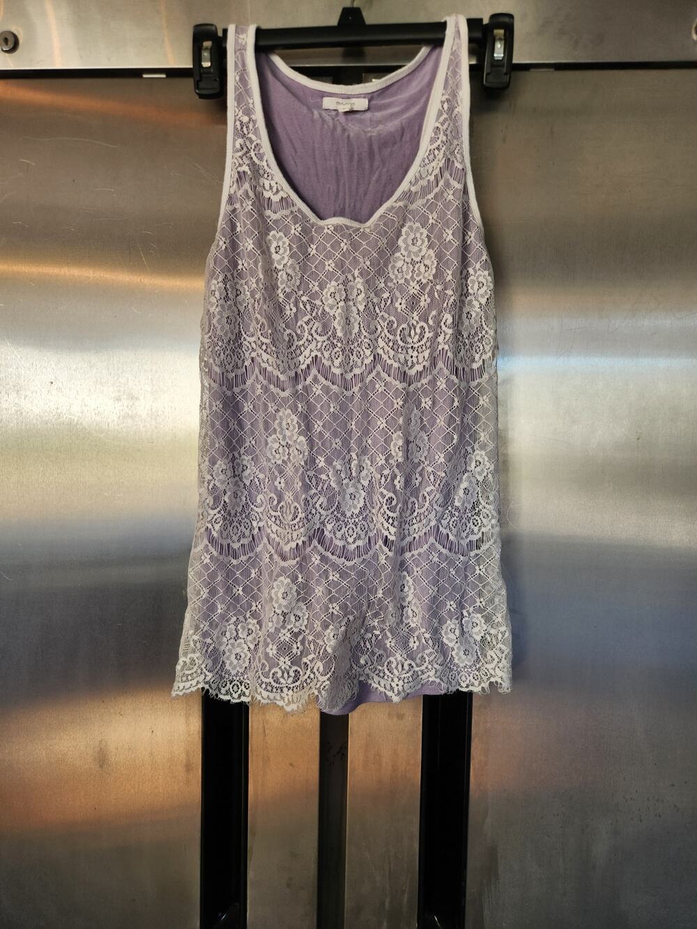 Maurices Womens Lace Overlay Tank Top S Lavender Purple Scoop Neck Sleeveless